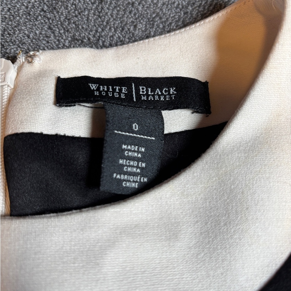 White House Black Market Black and white Midi Dress with bra strap holders - Picture 6 of 7